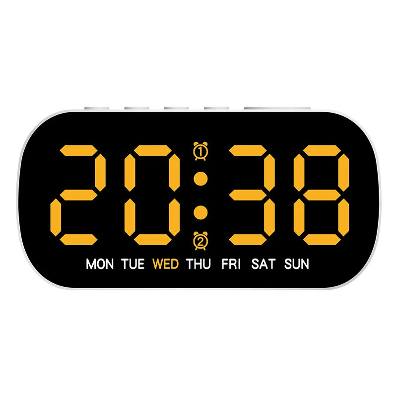 Digital Alarm Clock USB Powered Temperature Date Week Dual Alarm Night Mode Snooze Clock 5 Levels of Brightness 12/24H LED Clock