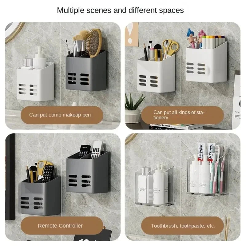 Bathroom Shelf Makeup Storage Organizer No Drill Toiletries Shelves Wall Mount Comb Skin Care Product Rack Bathroom Accessories
