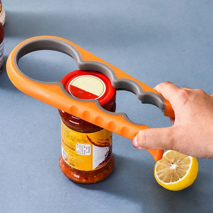 Multifunctional 4-in-1 Kitchen Tool Jar Gripper Lid Opener Can Opener Bottle Opener - Easy to Use Home Essential