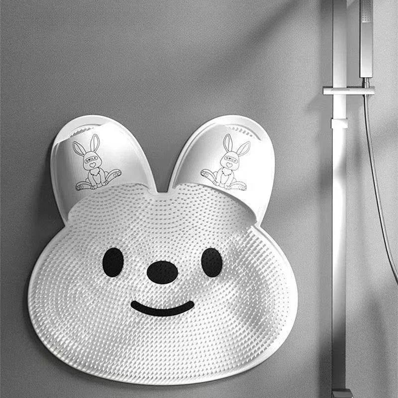 Bathroom Shower Anti Slip Mat Rabbit, Circular Massage Foot Mat, Back Suction Cup,Foot Scrubber, Back Scrubber, Anti Fall Device