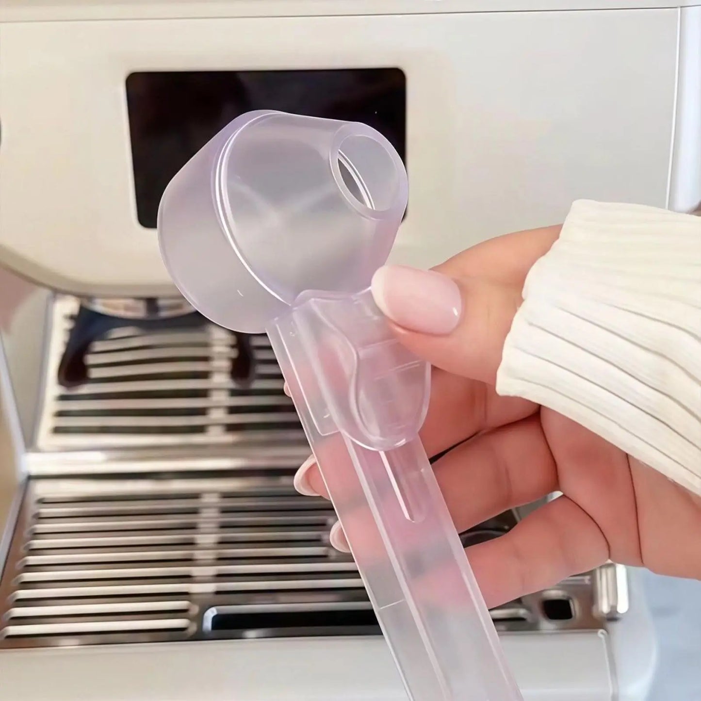 Coffee Scoop with Funnel Small Sliding Powder Scoop For Protein Formula Supplements, Home Kitchen RV Camping, Space-Saving