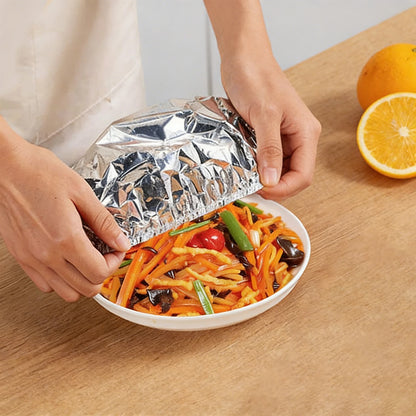 Reusable Aluminum Foil Food Covers Elastic Bowl Covers Fits Various Dish Shapes for Home Dining Parties Outdoor Picnics
