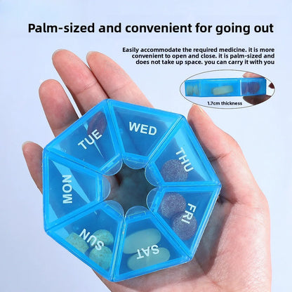 7 Compartments Weekly Pill Organizer Portable Plastic Mini 7 Day Medicine Box Small Pill Case Bulk