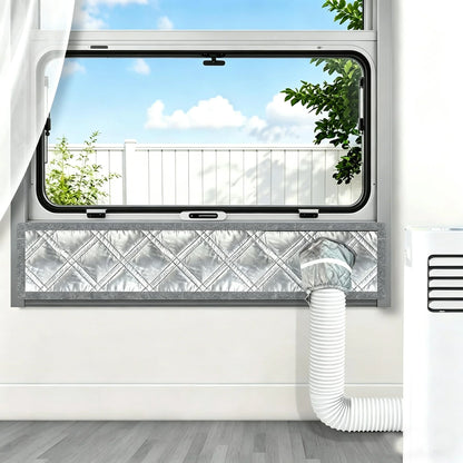 Padded Portable AC Window Seal Kit Silver Coated Sliding Window Vent Cloth for Air Conditioner Exhaust Hose Insulation
