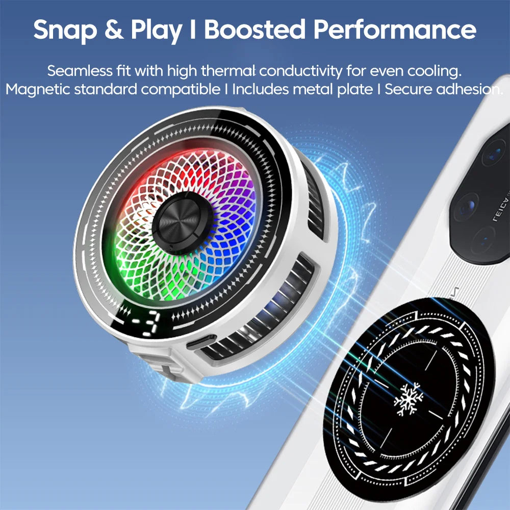 Magnetic/Back Clip Phone Cooler Low-Noise 3 Levels Temperature Control Wireless Phone Cooler Display Screen For iPhone Xiaomi