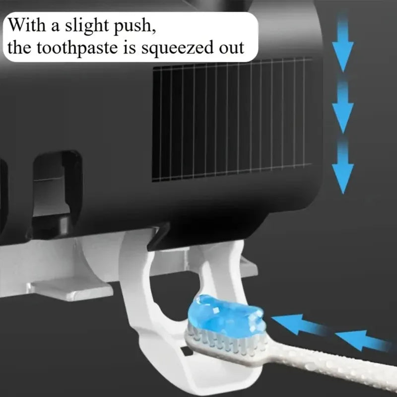 Upgraded 3-in-1 Electric Blue Light Disinfection Toothbrush Holder with Toothpaste Dispenser, Wall-Mounted No-Drill USB Charging