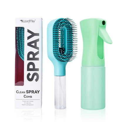 2-in-1 Spray Hair Brush Set Detangling Anti-Static Scalp Massage Comb with Continuous Mist Spray Bottle for Wet Dry Hair Styling