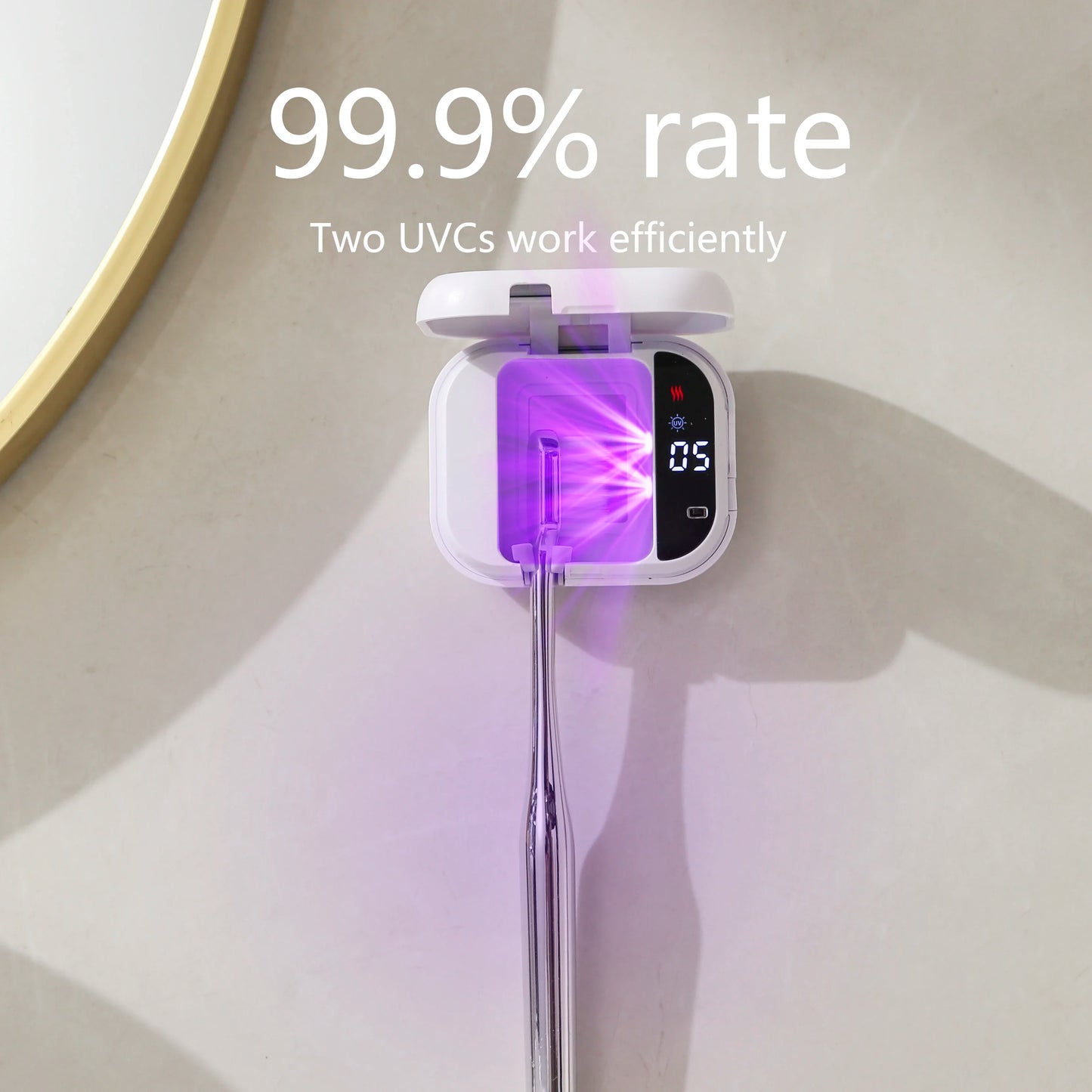 Rechargeable Portable UV Toothbrush Sterilizer Smart Screen Display Wall Mounted Disinfector Mini Sanitizing Case