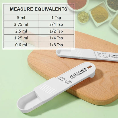 Adjustable Measuring Spoon Plastic Measuring Spoons Set with Adjustable Scale Kitchen Baking Tablespoon and Teaspoon Set JT576