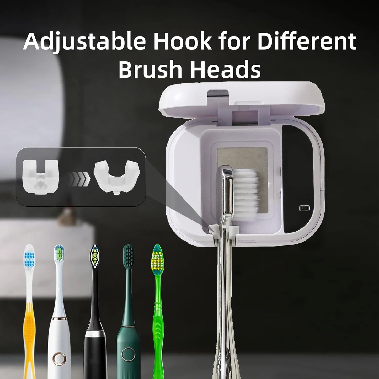 Rechargeable Portable UV Toothbrush Sterilizer Smart Screen Display Wall Mounted Disinfector Mini Sanitizing Case