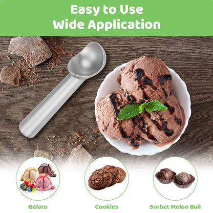 1pc Self-Warming Ice Cream Scoop - Effortless Ice Cream & Fruit Serving Tool, Durable Aluminium Alloy Construction 1.5/2/2.5/3oz