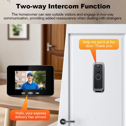 Hollarm Smart Two-way Intercom Doorbell Video Door Viewer Auto Recording No Network Request Waterproof Door Camera No APP/ WiFi