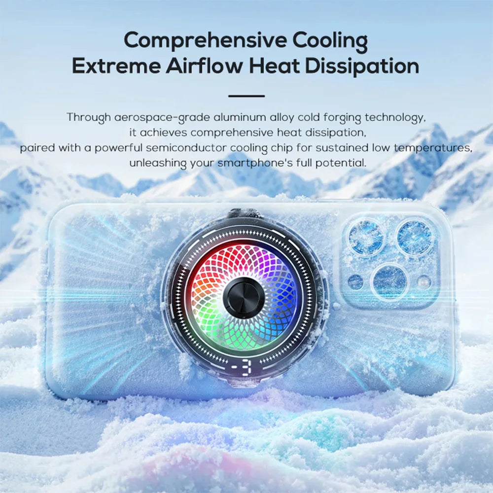 Magnetic/Back Clip Phone Cooler Low-Noise 3 Levels Temperature Control Wireless Phone Cooler Display Screen For iPhone Xiaomi