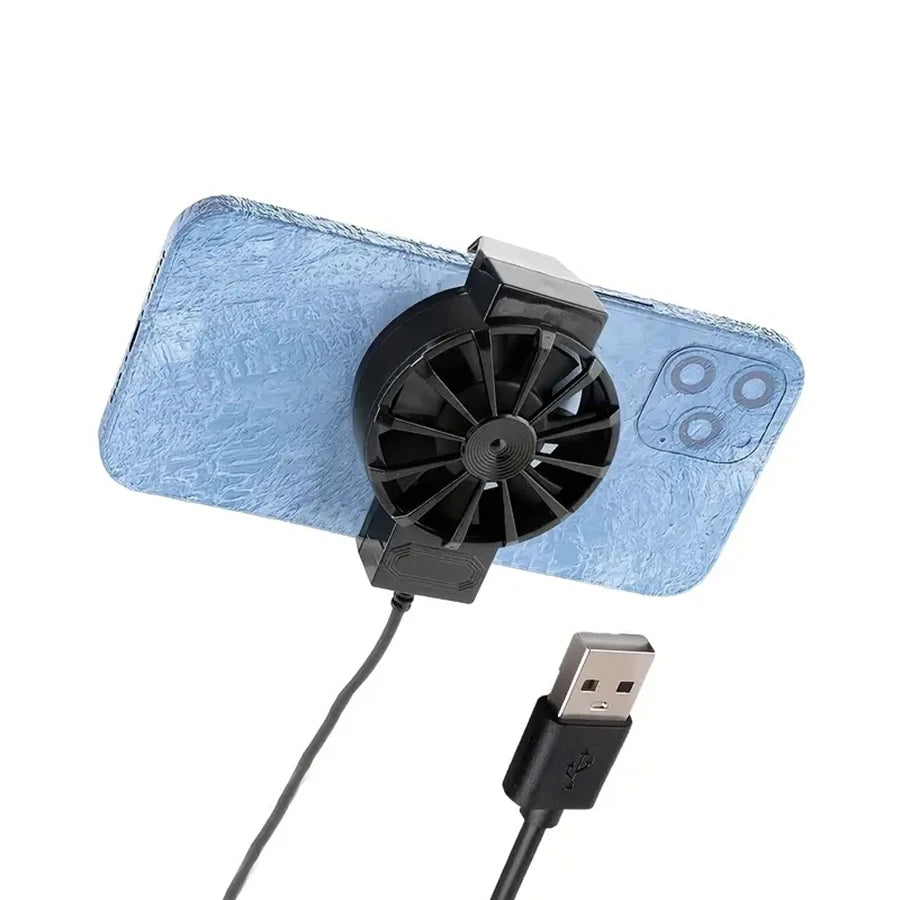 Portable phone cooler, phone fan cooler, device temperature control, compact design,
