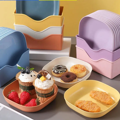 10pcs Set Reusable Fruit & Dessert Plates - Washable, Multifunctional Snack Dishes with Built-In Base for Bones & Candy - Versat