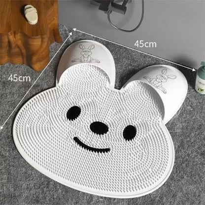 Bathroom Shower Anti Slip Mat Rabbit, Circular Massage Foot Mat, Back Suction Cup,Foot Scrubber, Back Scrubber, Anti Fall Device