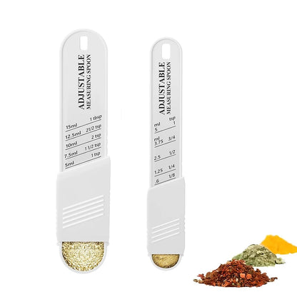 Adjustable Measuring Spoon Plastic Measuring Spoons Set with Adjustable Scale Kitchen Baking Tablespoon and Teaspoon Set JT576