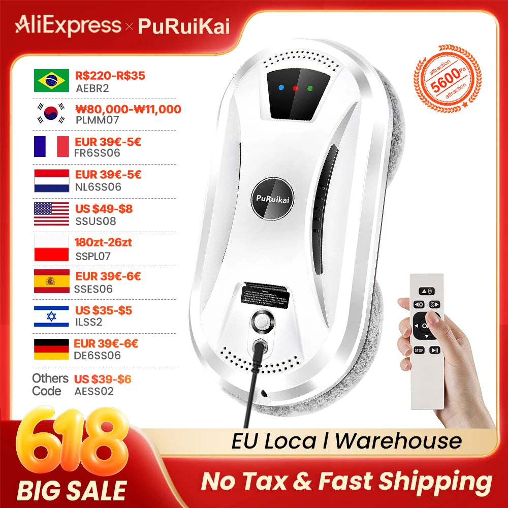 Ultra Thin Robot Vacuum Cleaner Window Cleaning Robot Window Cleaner Electric Glass Limpiacristales Remote Control for Home