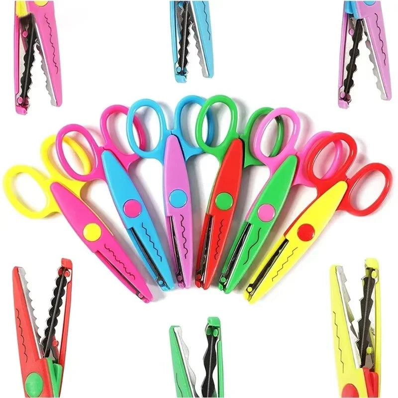 6pcs Scissors Wavy Pattern Paper Cutter Diy Handmade Tools Paper Craft Kawaii Card Photo Scissors 1pc Kids Gifts Office Supplies