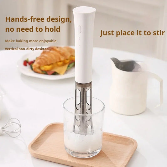 Milk Frother Machine Wireless Electric Mixer, Hands - Free 2 - in - 1 Whisk, 3 - Speed Rechargeable for Baking/Coffee Frothing