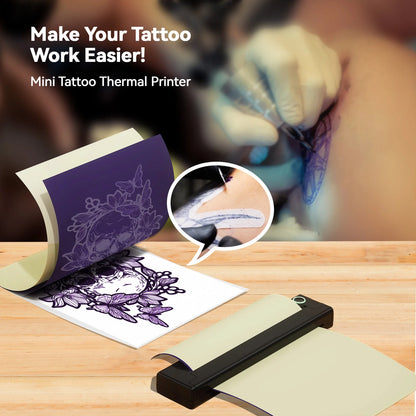 Portable A4 Thermal Printer Mini Tattoo Stencil Transfer Printer Multifunctional Tattoo Document Printer Wireless Bluetooth