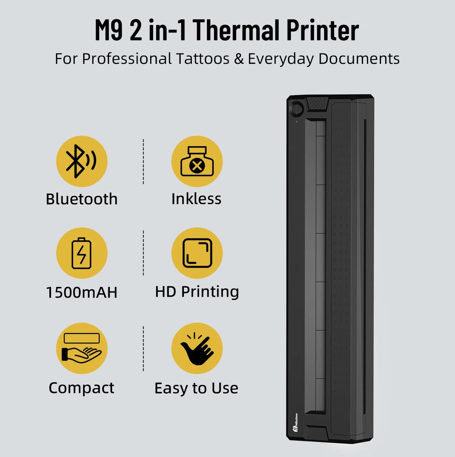 Portable Bluetooth Thermal Printer - Mini Wireless Printer for Tattoo Stencil & Document Printing, Equipped with Tattoo Paper +