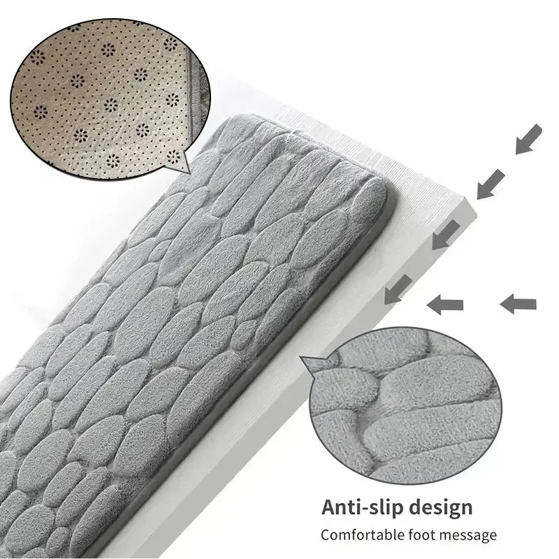 1pc Embossed Fiber Carpet, Bathroom Living Room Anti Slip Mat, Pebble Floor Mat, Household Items