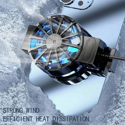 Portable phone cooler, phone fan cooler, device temperature control, compact design,
