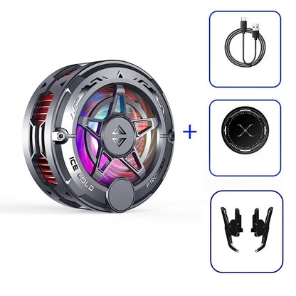 Universal Phone Cooler for Gaming, Magnetic Semiconductor Cooling Fan with Digital Display RGB Lights